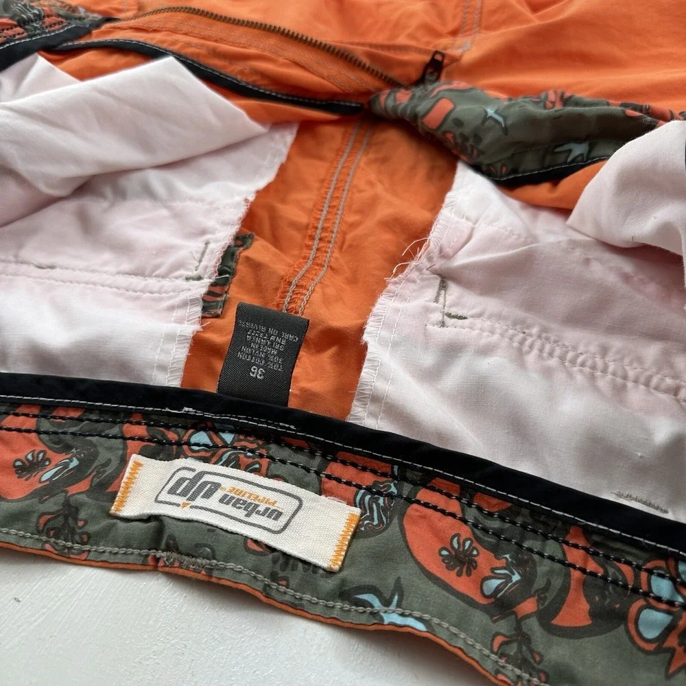 Urban Pipeline‎ Men Cargo Shorts Actual 33 x 10 Orange Hiking Skater Paratrooper